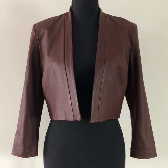 Lamarque Jackets & Blazers - Women’s Lamarque Brown cropped Leather blazer size 2